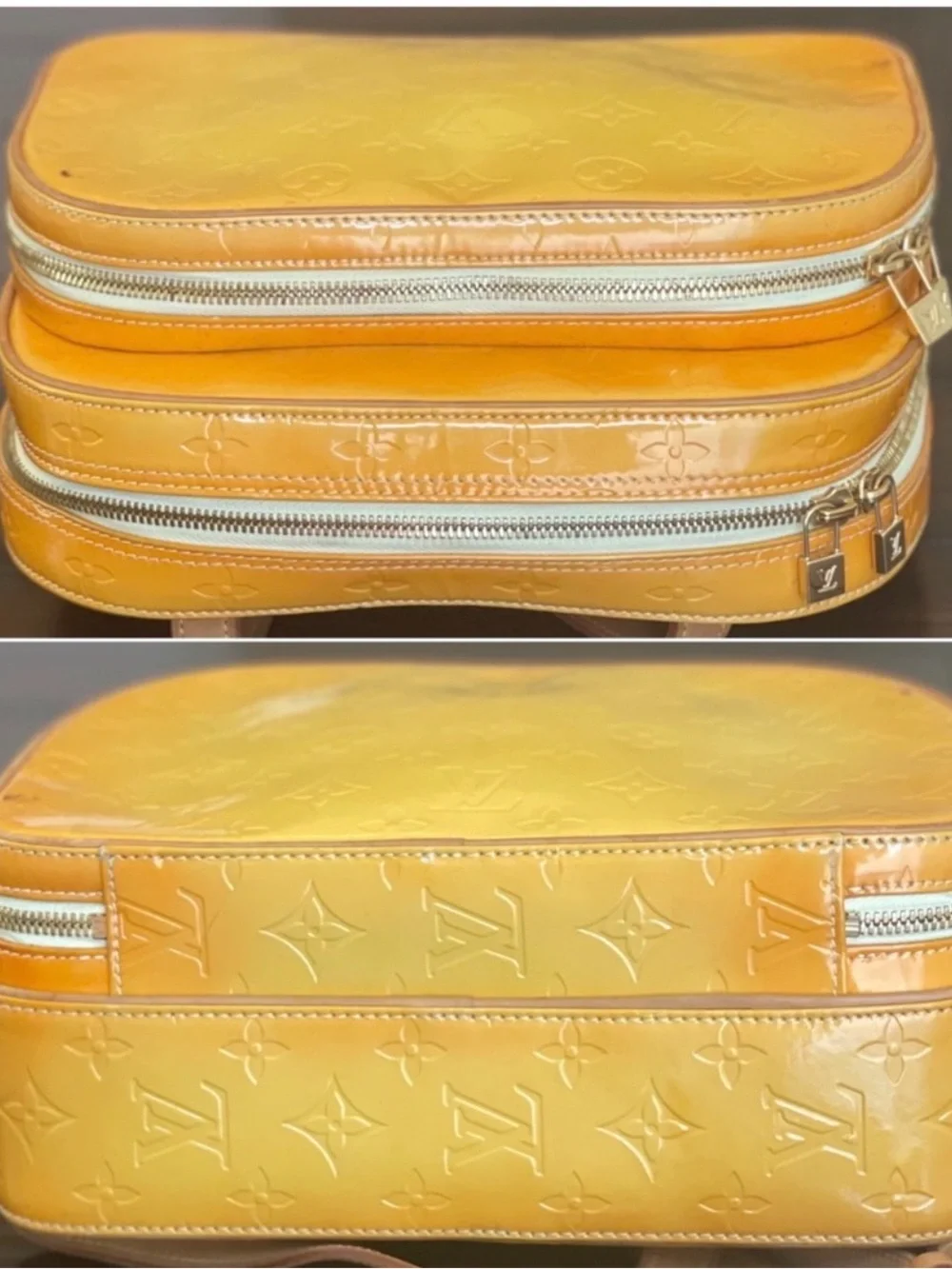 Louis Vuitton Vernis Ombre Yellow to Orange Cosmetic Pouch